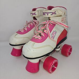 Pacer Girls' Roller Skates ZTX SR Series Pink White Leather Youth Size 3 VG